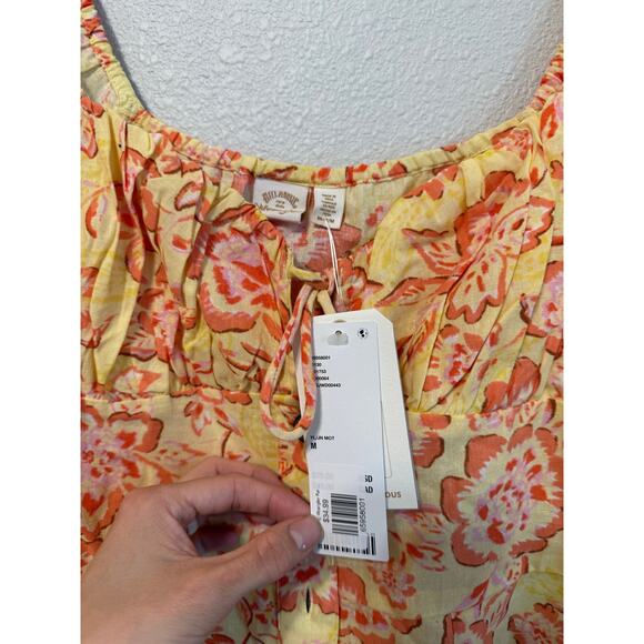 Billabong Far‎ Away Linen and Cotton Floral Mini Dress Size: M - NWT - Picture 4 of 5
